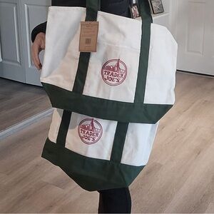 Authentic TJ Green and White Tote Bag